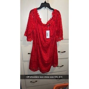Bright Red lace off the shoulders dress size XXL